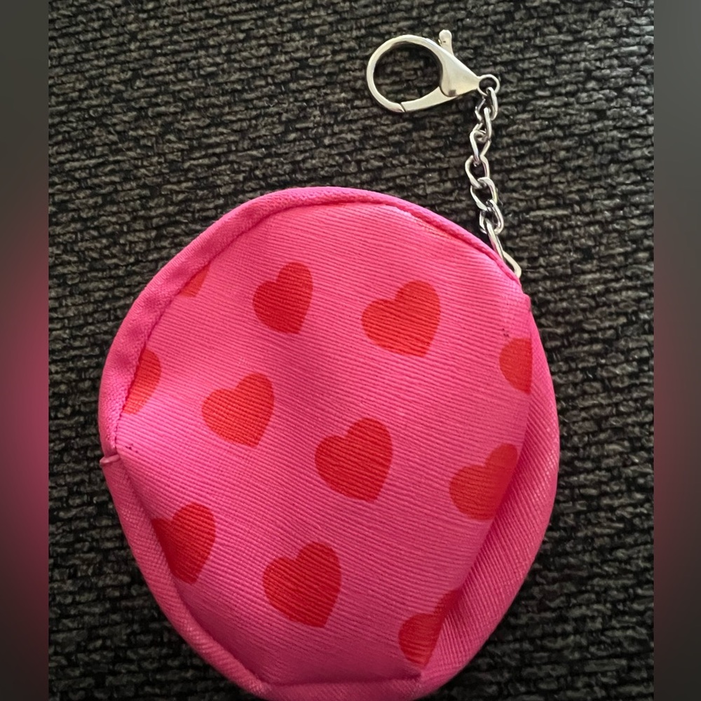 Mini Hot Pink Heart Coin Keychain
